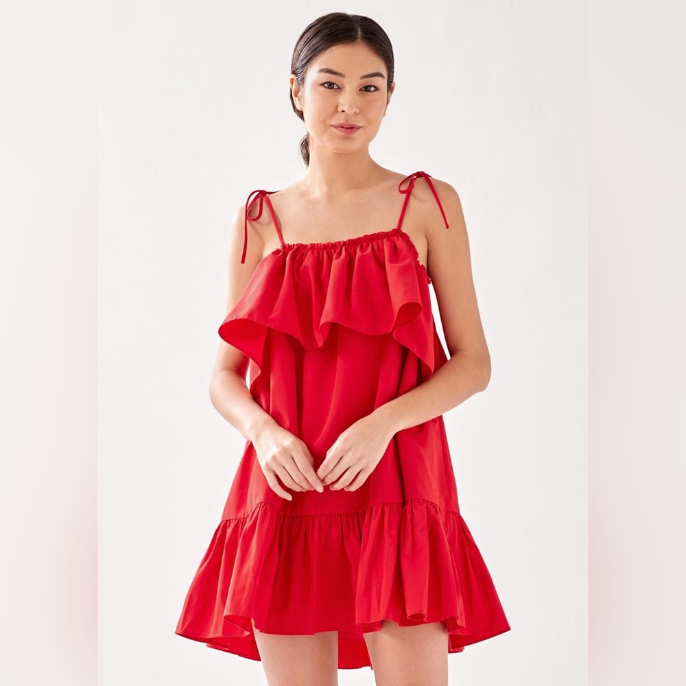 Love Bonito Penelo Tie Shoulder Ruffle Swing Dress